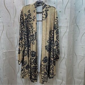 Lily by Firmiana Abstract Print Duster Cardigan Kimono Open Front 2XL‎
